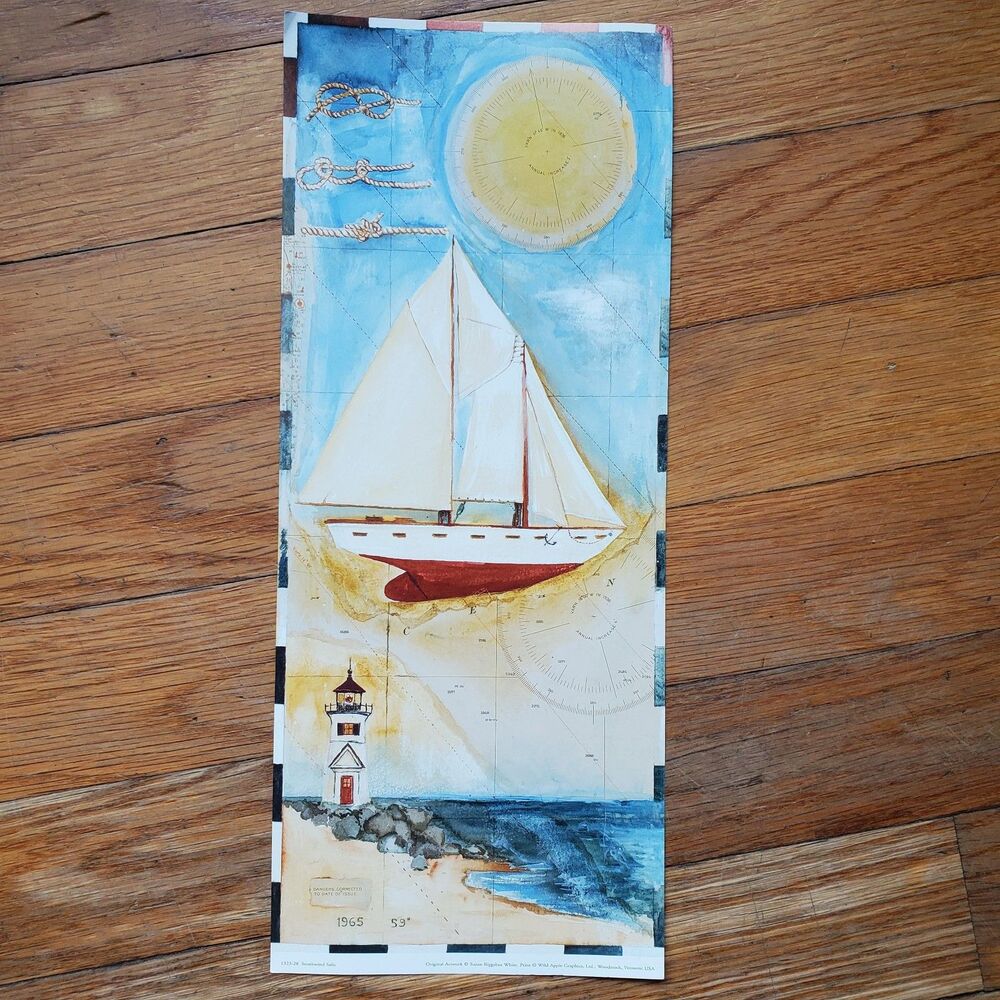Southwind sails print original artwork Suzan Riggsbee White wild apple graphics